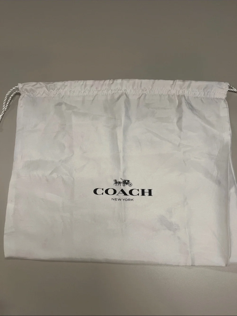 Coach White Drawstring Logo Dust Bag